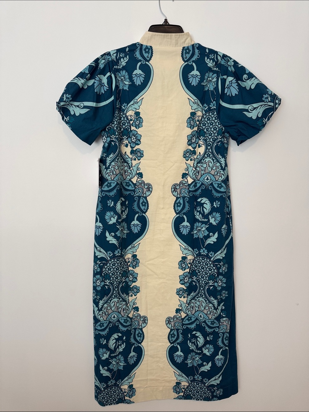 Blue Floral Midi Dress with Button Front - Picture 5 of 5